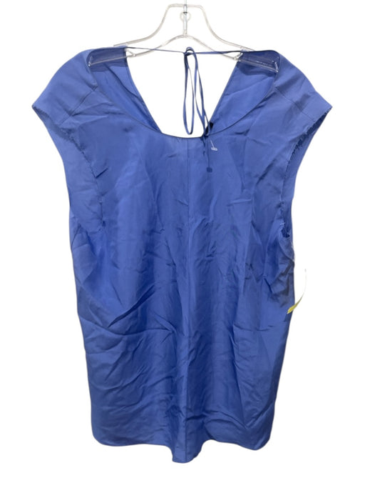 Beautiful People Size L Blue Silk Sleeveless V Neck Tie Neck Top Blue / L