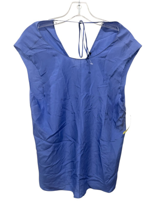 Beautiful People Size L Blue Silk Sleeveless V Neck Tie Neck Top Blue / L