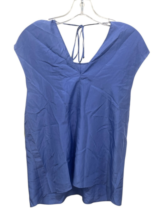 Beautiful People Size L Blue Silk Sleeveless V Neck Tie Neck Top Blue / L