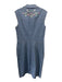 Escada Size 40 Blue Cotton Button Up Contrast Stitch Sleeveless Pockets Dress Blue / 40