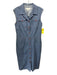 Escada Size 40 Blue Cotton Button Up Contrast Stitch Sleeveless Pockets Dress Blue / 40