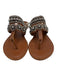 By Anthropologie Shoe Size 8 Brown Leather Crystals Beaded Thong Sandals Brown / 8