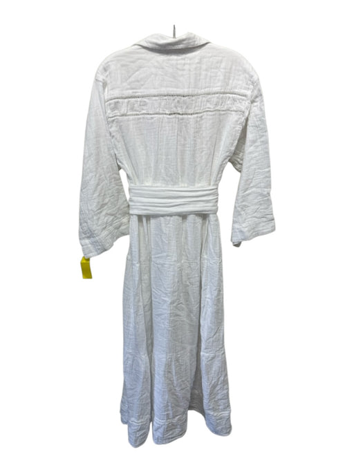 ME + EM Size 4 White Cotton Gauze Button Down Long Sleeve Maxi Dress White / 4