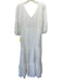 Ottod'Ame Size 4 White Cotton Blend Crinkle V Neck Gathered Maxi Dress White / 4