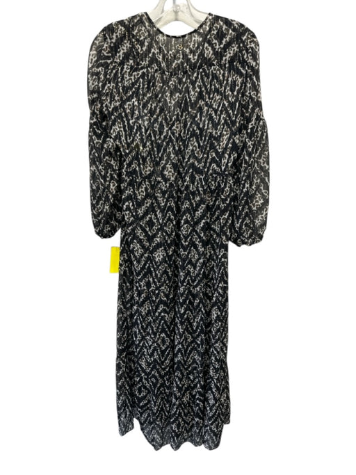 Marie Oliver Size XS Black, Brown, Beige Silk Blend Metallic Stripe Midi Dress Black, Brown, Beige / XS