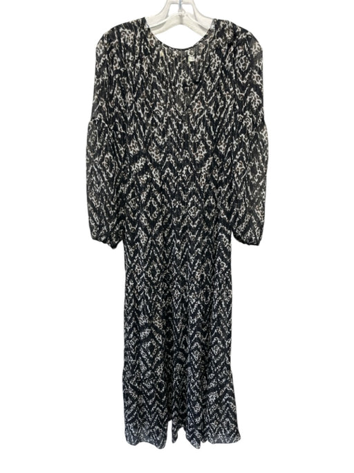 Marie Oliver Size XS Black, Brown, Beige Silk Blend Metallic Stripe Midi Dress Black, Brown, Beige / XS