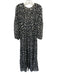 Marie Oliver Size XS Black, Brown, Beige Silk Blend Metallic Stripe Midi Dress Black, Brown, Beige / XS