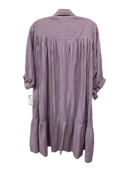 Project 6 NY Size L Red & Gray Cotton Striped 3/4 Sleeve Button Down Dress Red & Gray / L
