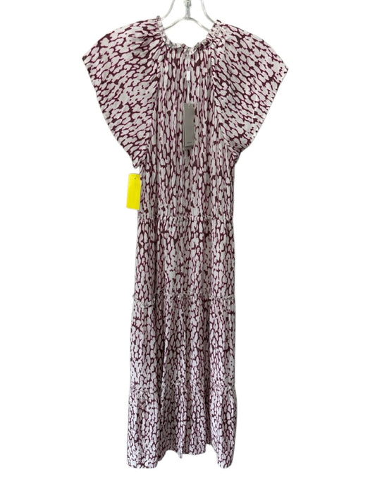 Rails Size XS White, Pink & Brown Rayon & Viscose Short Cap Sleeve V Neck Dress White, Pink & Brown / XS