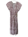 Rails Size XS White, Pink & Brown Rayon & Viscose Short Cap Sleeve V Neck Dress White, Pink & Brown / XS