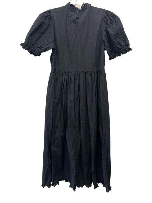 Sonmer Size M Black Cotton Lace Detail Button Down high neck Maxi Dress Black / M