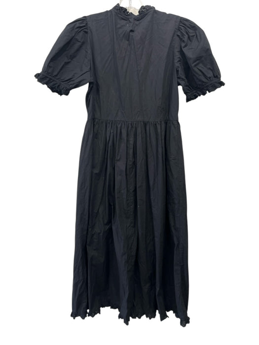 Sonmer Size M Black Cotton Lace Detail Button Down high neck Maxi Dress Black / M
