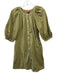 Staud Size S Olive Green Cotton Blend Button Down Gathered Shift Dress Olive Green / S