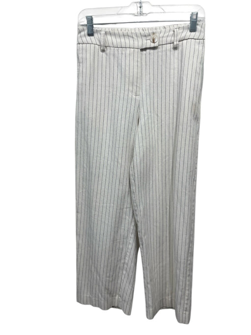 Jason Wu Size 2 White & Black Cotton Blend Pinstripe High Rise Wide Leg Pants White & Black / 2