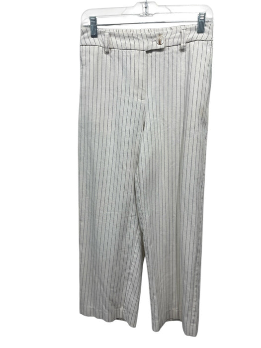 Jason Wu Size 2 White & Black Cotton Blend Pinstripe High Rise Wide Leg Pants White & Black / 2