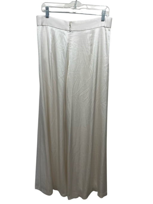 Catherine Deane Size 10 Ivory White Triacetate Blend Satin Pleated Waist Pants Ivory White / 10