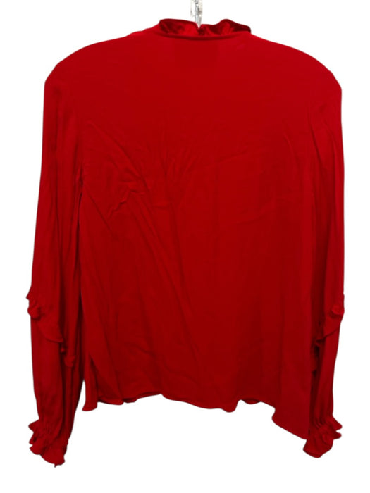 Alexis Size M Red Viscose Ruffle Detail Long Sleeve Top Red / M