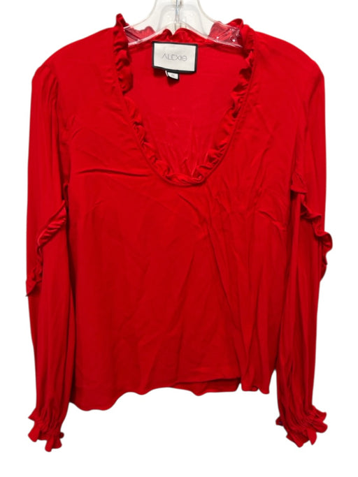 Alexis Size M Red Viscose Ruffle Detail Long Sleeve Top Red / M