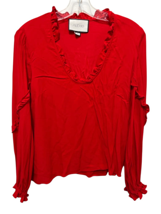 Alexis Size M Red Viscose Ruffle Detail Long Sleeve Top Red / M