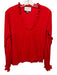 Alexis Size M Red Viscose Ruffle Detail Long Sleeve Top Red / M