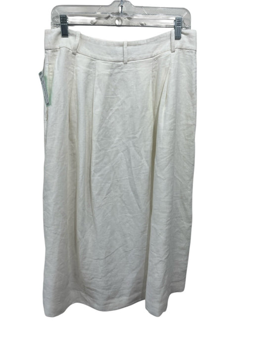 Jenni Kayne Size M White Linen Pleated Waist A Line Zip & Button Skirt White / M