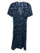 The Kooples Size S Black & Blue Viscose Floral Short Sheer Sleeve Dress Black & Blue / S