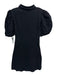 Hyacinth House Size M Black Cotton Blend Denim Short Puff Sleeve Collar Dress Black / M