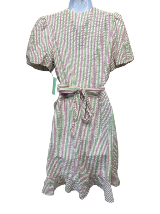 Draper James Size S White, Pink & Green Polyester & Cotton Textured Wrap Dress White, Pink & Green / S