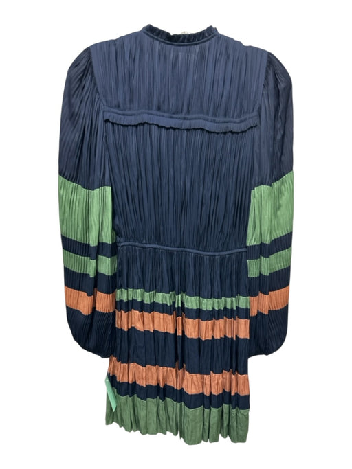 Ulla Johnson Size XS Blue, Green & Orange Polyester Satin Long Sleeve Dress Blue, Green & Orange / XS