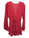 For Love & Lemons Size XS Coral Red Polyester Long Sheer Sleeves Dot Dress Coral Red / XS