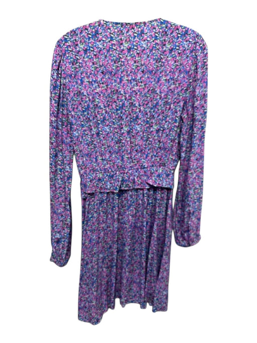 Scotch & Soda Size S Purple, Blue & Multi Viscose Abstract Floral V Neck Dress Purple, Blue & Multi / S