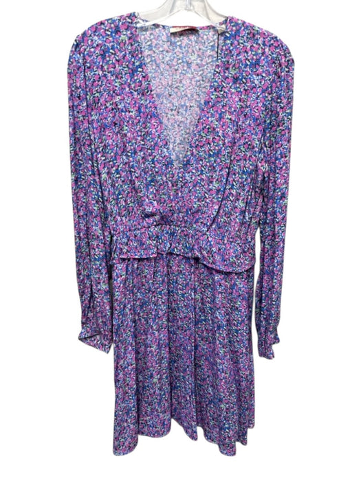 Scotch & Soda Size S Purple, Blue & Multi Viscose Abstract Floral V Neck Dress Purple, Blue & Multi / S