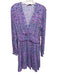 Scotch & Soda Size S Purple, Blue & Multi Viscose Abstract Floral V Neck Dress Purple, Blue & Multi / S