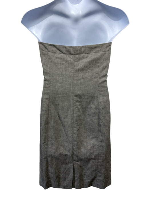 Max Mara Size M Gray Cotton & Linen Textured Strapless Side Zip Dress Gray / M