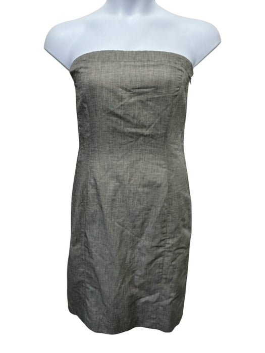Max Mara Size M Gray Cotton & Linen Textured Strapless Side Zip Dress Gray / M