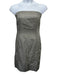 Max Mara Size M Gray Cotton & Linen Textured Strapless Side Zip Dress Gray / M