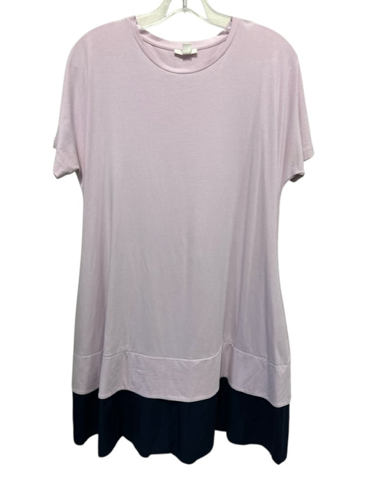 COS Size S Pink & Navy Cotton Blend Short Sleeve Color Block Tiered Hem Dress Pink & Navy / S