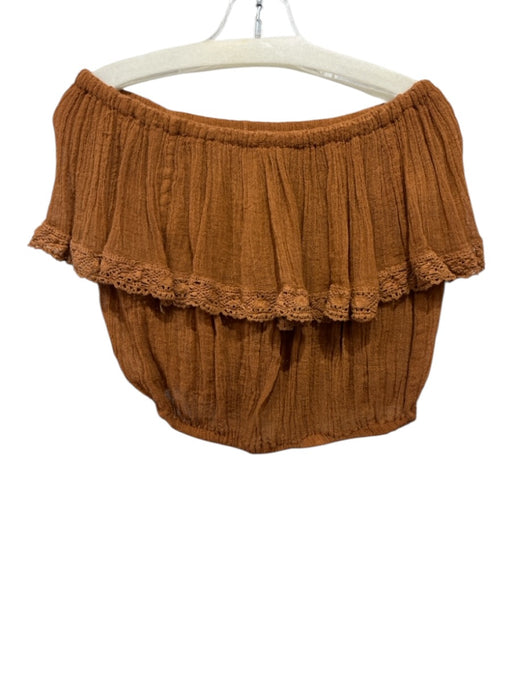Jen's Pirate Booty Size M Pumpkin Orange Cotton Gauze Off the Shoulder Top Pumpkin Orange / M