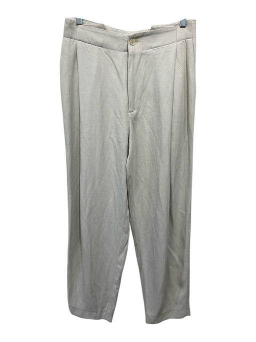 Barena Size S Beige White Viscose & Linen High Rise Textured Pleat Detail Pants Beige White / S