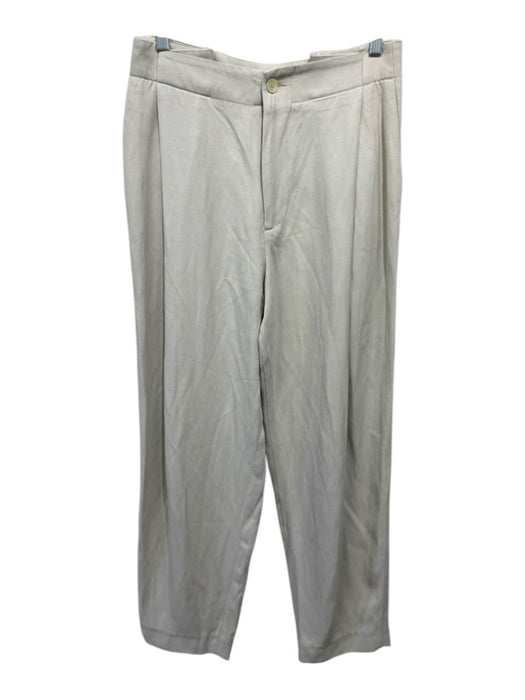 Barena Size S Beige White Viscose & Linen High Rise Textured Pleat Detail Pants Beige White / S