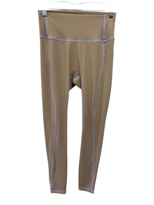 CNCPTS Size M Beige & Purple Nylon & Spandex Contrast Trim Stretch Leggings Beige & Purple / M