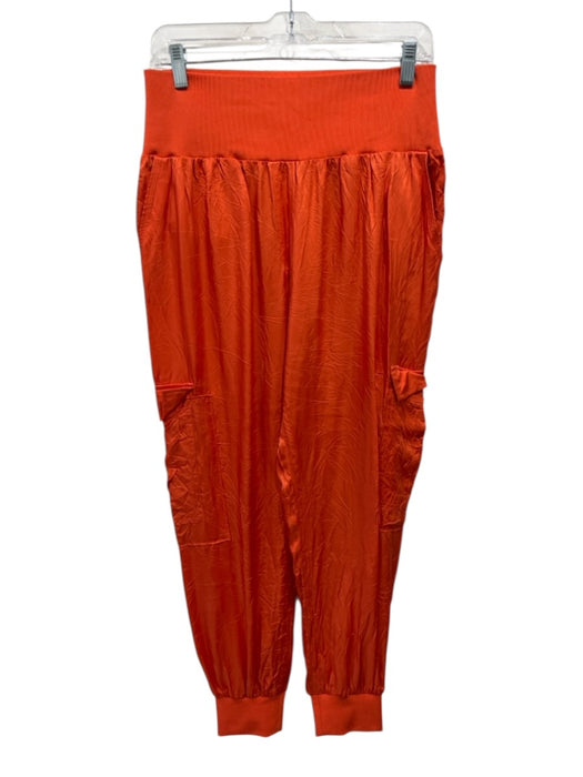 Cinq a Sept Size L Bright Orange Viscose Blend Stretch Waist Cargo Pockets Pants Bright Orange / L