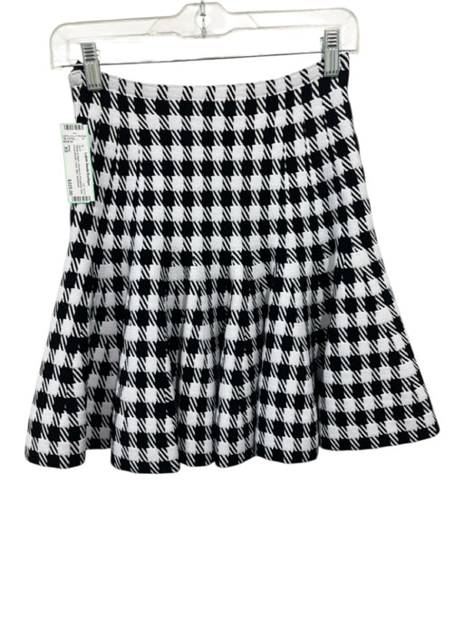 Alaia Size XS White & Black Viscose & Polyamide Knit Houndstooth Flare Skirt White & Black / XS