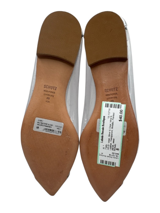 Schutz Shoe Size 8 Silver & Clear Vinyl & Leather Transparent Metallic Flats Silver & Clear / 8