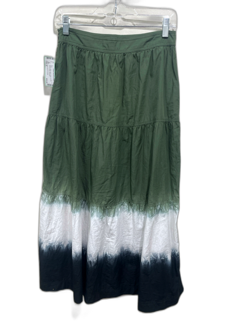 Derek Lam 10 Crosby Size 4 Green, White, Black Cotton Tie Dye Side Zip Skirt Green, White, Black / 4