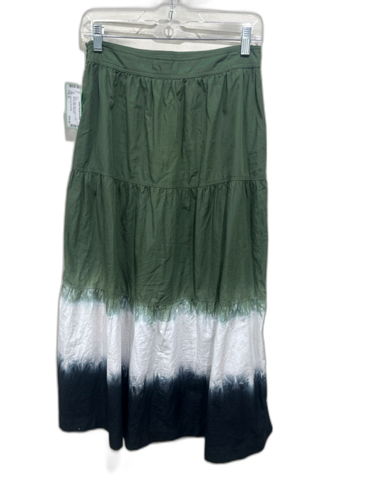 Derek Lam 10 Crosby Size 4 Green, White, Black Cotton Tie Dye Side Zip Skirt Green, White, Black / 4