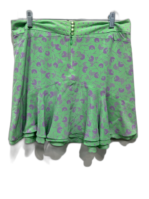 Marc Jacobs Size 8 Green & Purple Silk Flowers Flounce Mini Skirt Green & Purple / 8