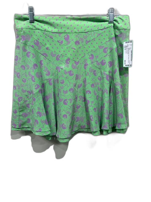 Marc Jacobs Size 8 Green & Purple Silk Flowers Flounce Mini Skirt Green & Purple / 8