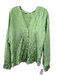 Vince Size L Green Polyester Crinkle V Neck Long Sleeve Top Green / L