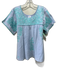 J. Marie Size S Blue & Aqua Cotton Embroidered Flowers Short Sleeve A line Top Blue & Aqua / S